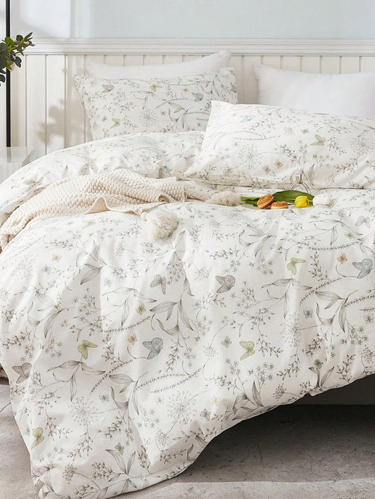 2/3Pcs Floral Duvet Cover Set, Bedding, Soft and Skin-Friendly Duvet Cover, Washed Duvet Cover, Floral Printed Pattern Comforter Set and Pillow Case, Quilt Core Not Included, Fits for Twin Full King Queen All Size Beds, Suitable for All Seasons, Home Decoration, Bedding Gifts, Machine Washable