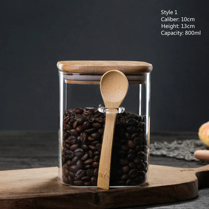 3 Ideas 800-1200Ml with Spoon Sealed Jar Storage Tank Condiment Coffee Beans Tank Kitchen Supplies Sugar Storage Bottle Tea Box