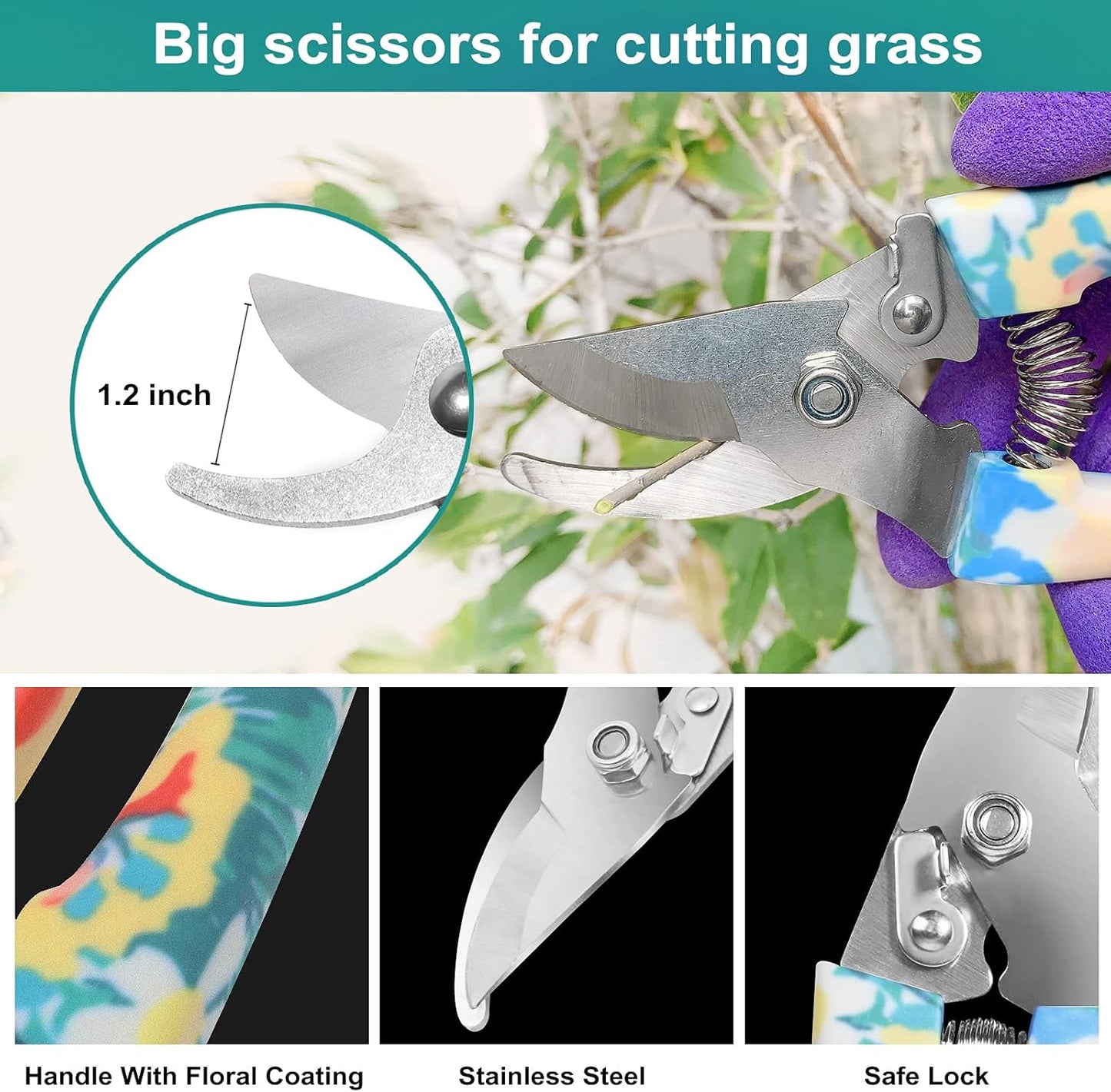 Garden Tool Set, Stainless Steel Heavy Duty Gardening Tools 30 PCS W/Floral Print, Trowel Rake Weeder Pruner Shears Sprayer Digging Claw Gloves, Ideal Gardening Set for Women