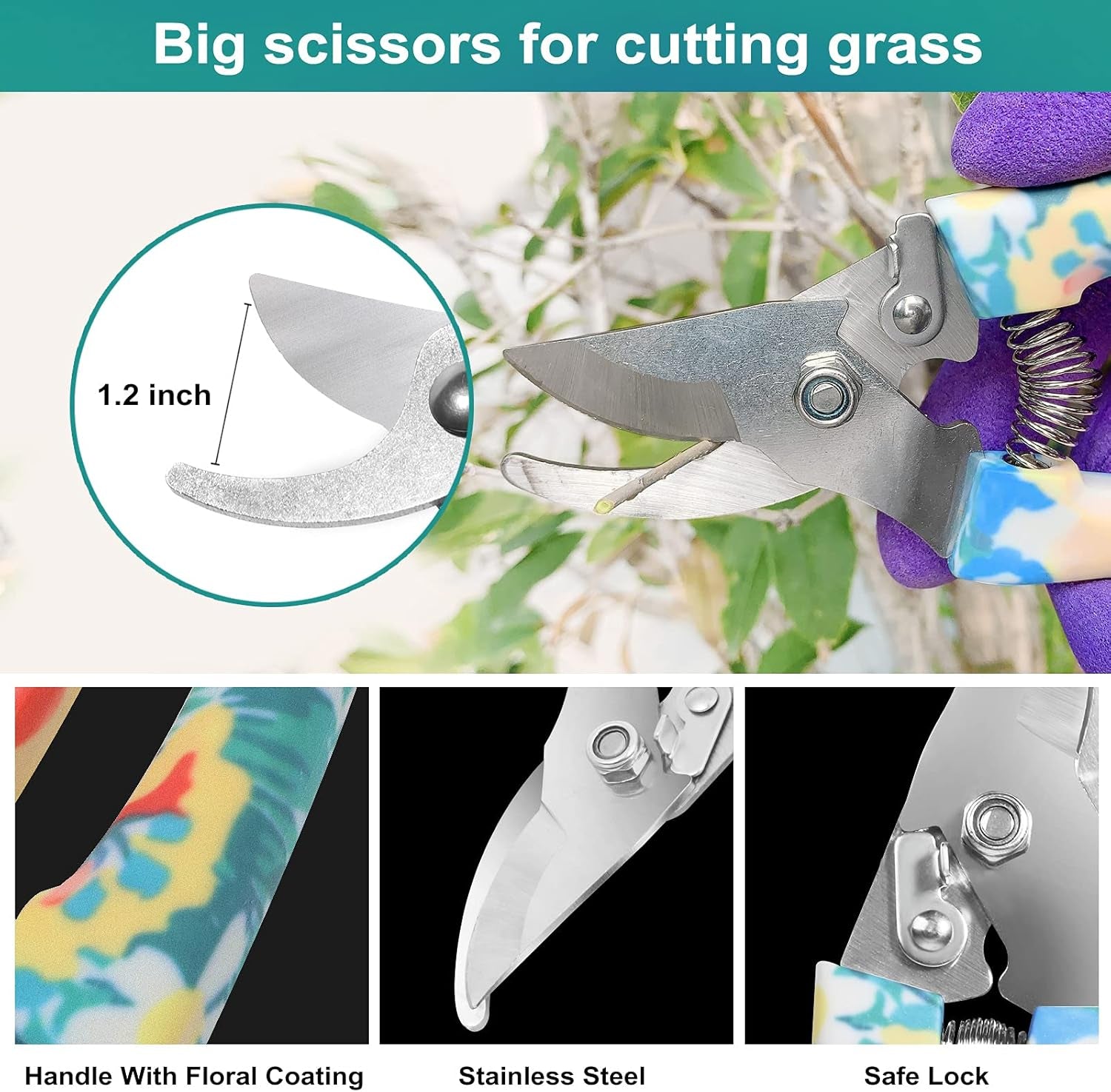 Garden Tool Set, Stainless Steel Heavy Duty Gardening Tools 30 PCS W/Floral Print, Trowel Rake Weeder Pruner Shears Sprayer Digging Claw Gloves, Ideal Gardening Set for Women