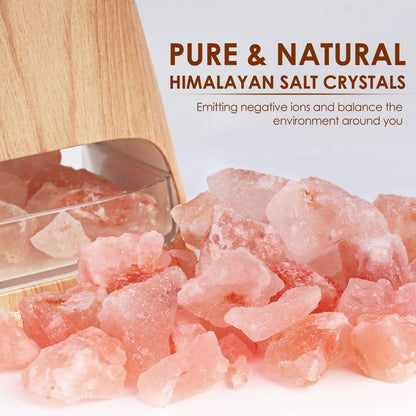 2-In-1 Ultrasonic Essential Oil Diffuser & Himalayan Salt Lamp, Aromatherapy Diffuser Cool Mist Humidifier with Auto off Function, 100% Pure Himalayan Pink Salt Rock, 150Ml (Wooden Grain)